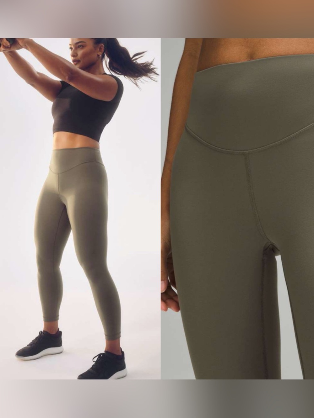LULULEMON • Wunder Under SmoothCover High-Rise Tight 25" Army Green - size 12 - Picture 2 of 7